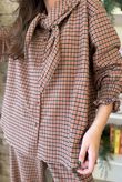 Donald Plaid Brushed Cotton Neckerchief Blouse Rust